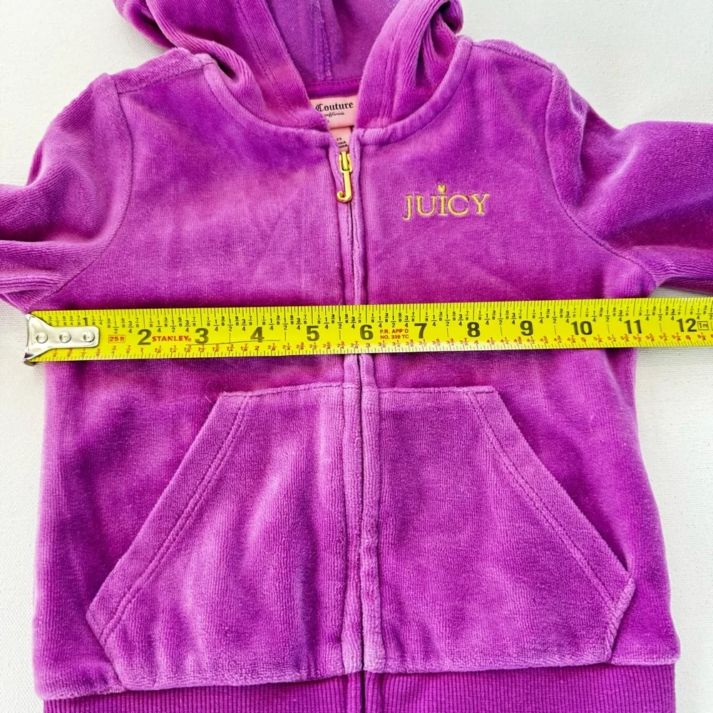 Juicy Couture Velour Y2K Hoodie Track Jacket Girls 2T Purple Gold Kids